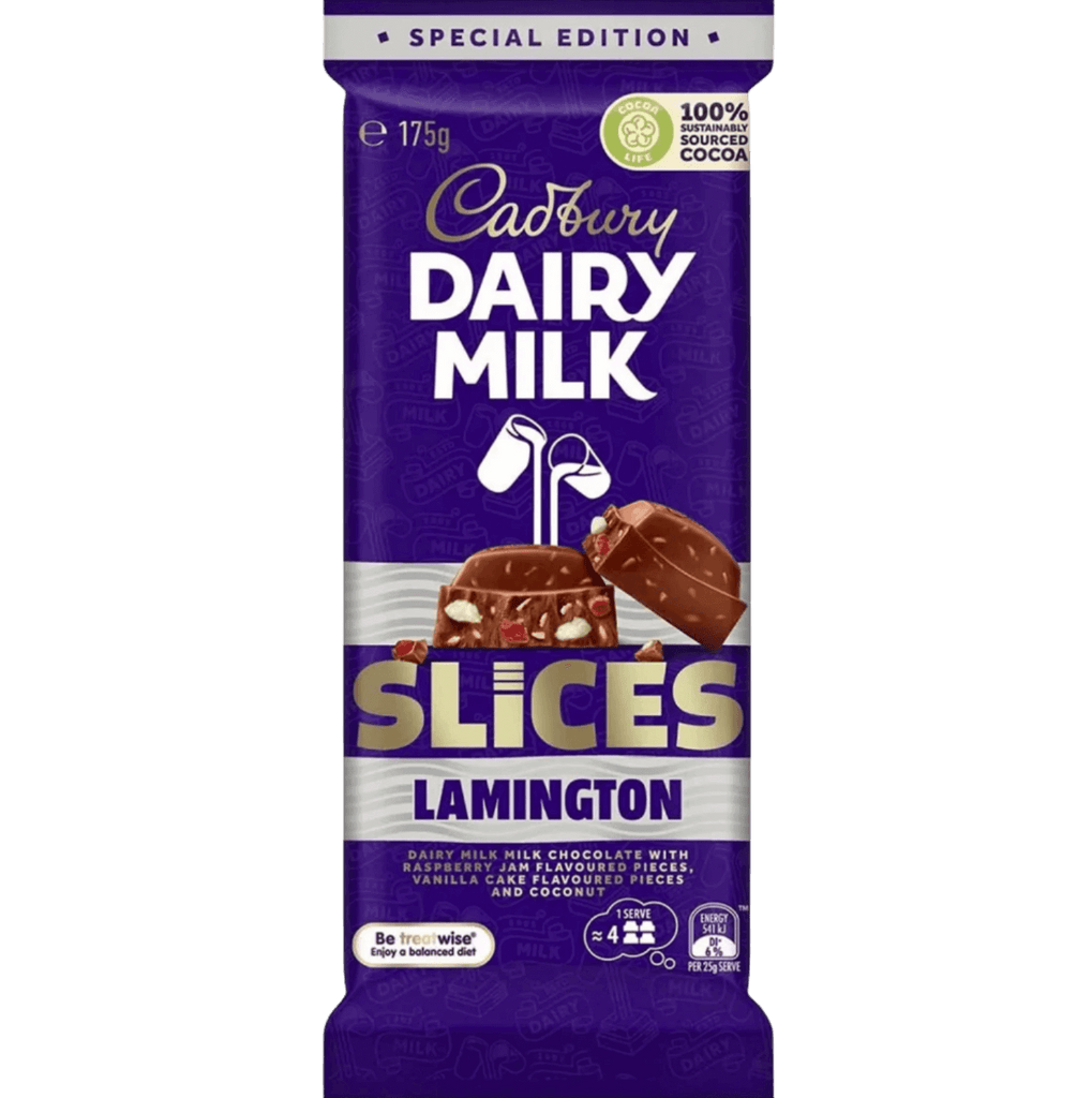 Cadbury Dairy Milk Lamington Slices Chocolate Block 175g