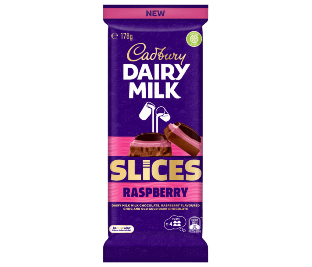 Cadbury Dairy Milk Raspberry Slices Chocolate Block 178g