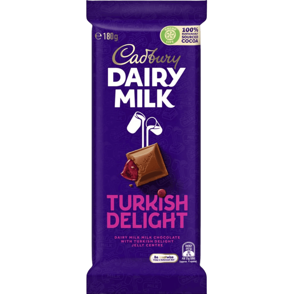 Cadbury Dairy Milk Turkish Delight Chocolate Block 180g