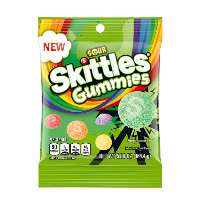 Skittles Gummies Sour Peg Bag 