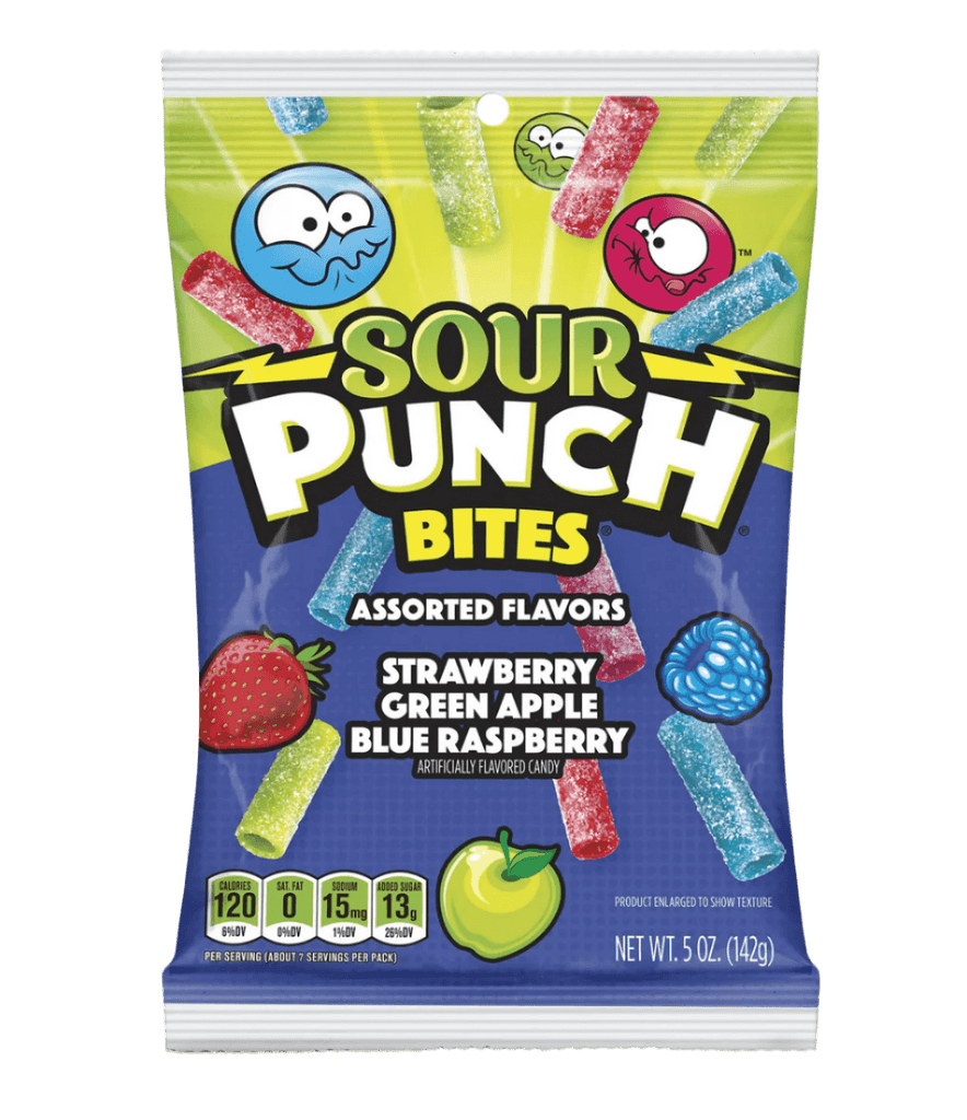 Sour Punch Bites Assorted Flavours Peg Bag 5oz / 141.7g