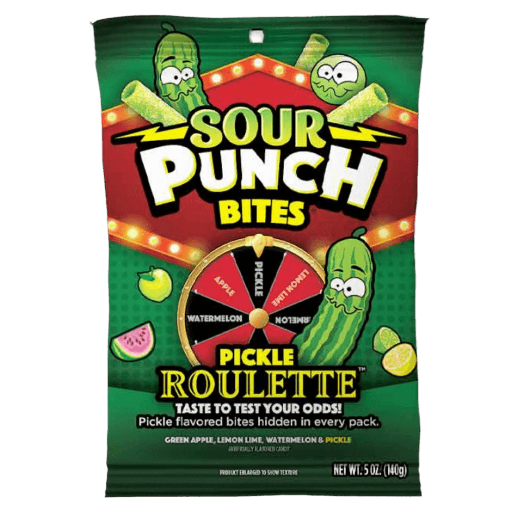 Sour Punch Bites Pickle Roulette Peg Bag 5oz / 141.7g