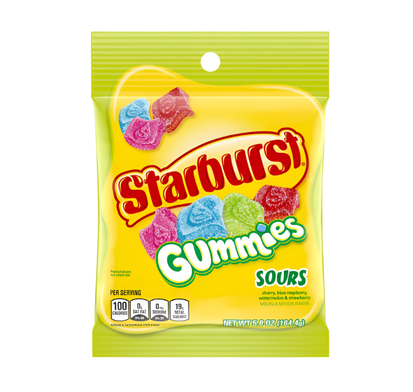 Starburst Sour Gummies Peg Bag 5oz