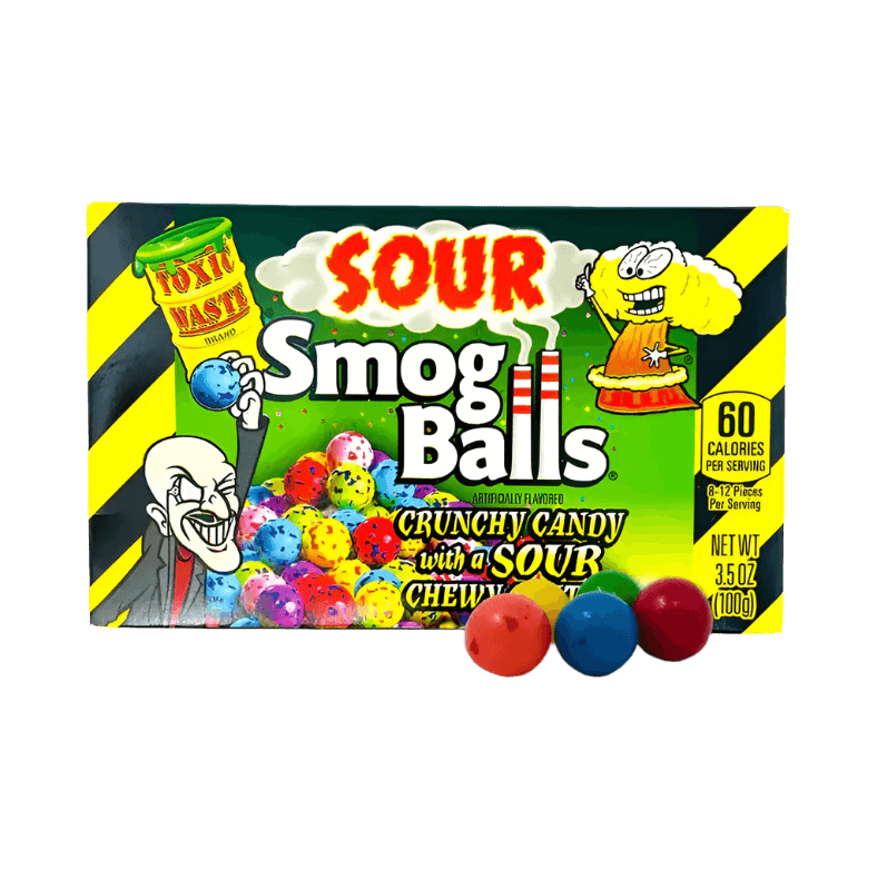 Toxic Waste Sour Smog Balls Crunchy Candy Theatre Box 3.5oz / 100g