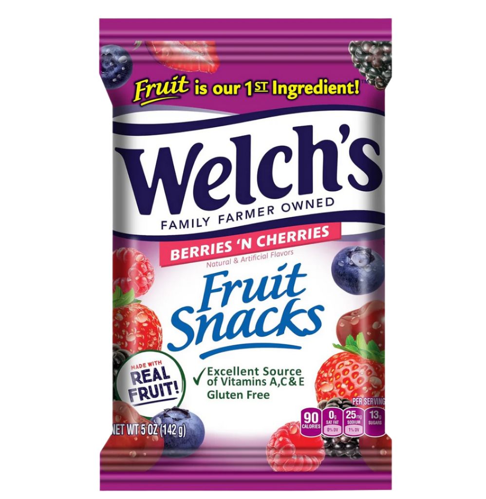 Welch's Fruit Snacks Berries 'N Cherries 5oz / 142g